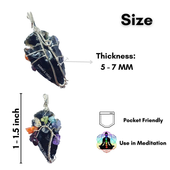 TREE OF LIFE BLACK OBSIDIAN ARROWHEAD PENDANT