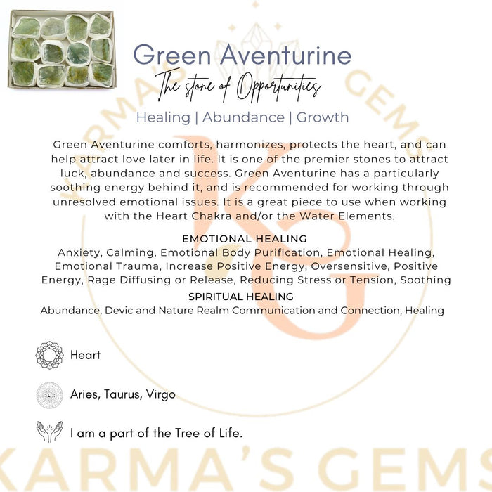 12 PCS FLAT WRAPPED GREEN AVENTURINE ROUGH STONES