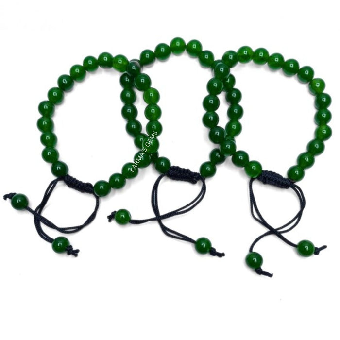 8 MM BEADS GREEN JADE STRING BRACELET