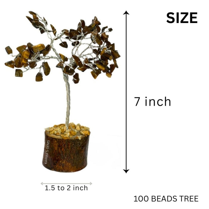 100 BEADS TIGER EYE STONE WIRE TREE