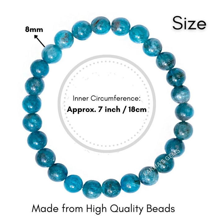 8 MM BEADS BLUE APATITE BRACELET