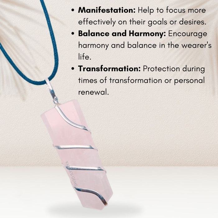 FLAT WRAPPED ROSE QUARTZ PENDANT