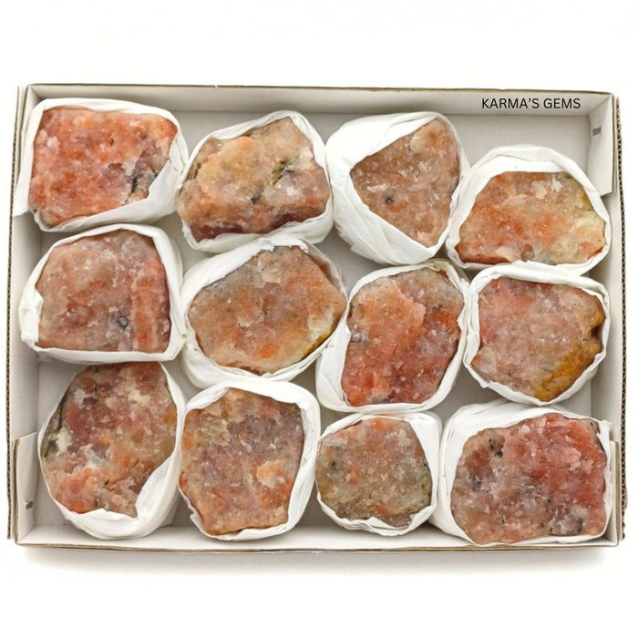 12 PCS FLAT WRAPPED SUNSTONE ROUGH STONES