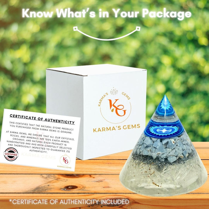 ANGELITE, SELENITE ANTENA ORGONITE PYRAMID