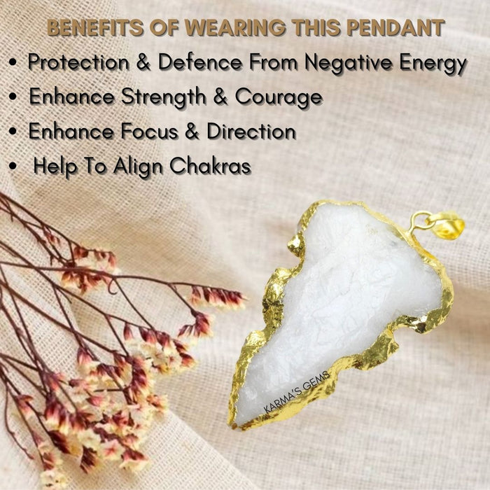 ELECTROPLATED WHITE QUARTZ STONE PENDANT