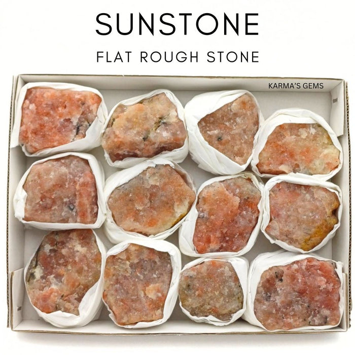 12 PCS FLAT WRAPPED SUNSTONE ROUGH STONES