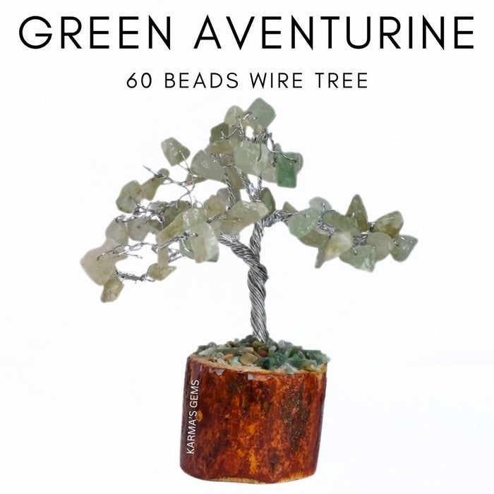 60 BEADS GREEN AVENTURINE STONE WIRE TREE