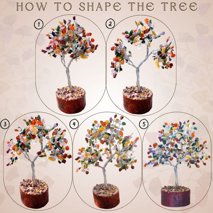 100 BEADS MULTI COLOUR STONE WIRE TREE