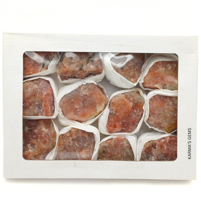 12 PCS FLAT WRAPPED SUNSTONE ROUGH STONES