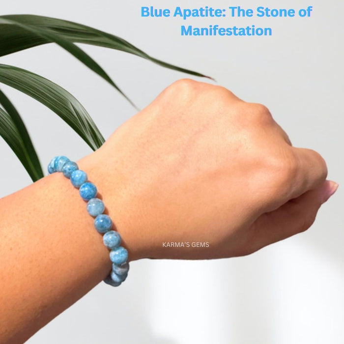 8 MM BEADS BLUE APATITE BRACELET