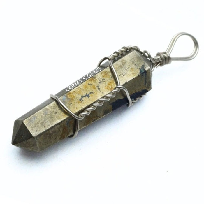 DOUBLE POINT PYRITE WRAPPED PENDANT