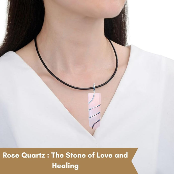 FLAT WRAPPED ROSE QUARTZ PENDANT