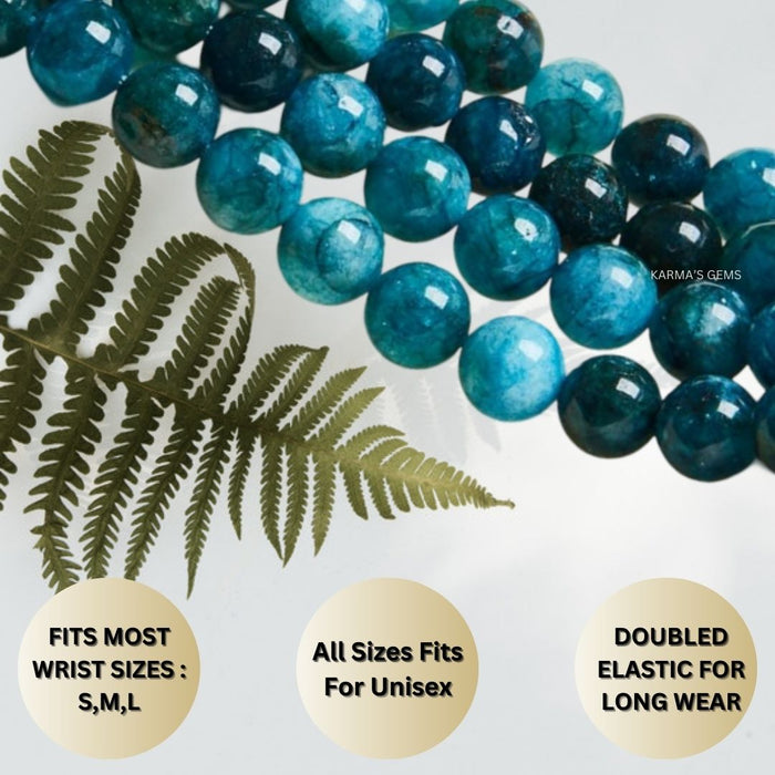 8 MM BEADS BLUE APATITE BRACELET