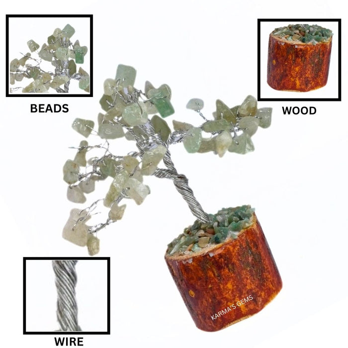 60 BEADS GREEN AVENTURINE STONE WIRE TREE