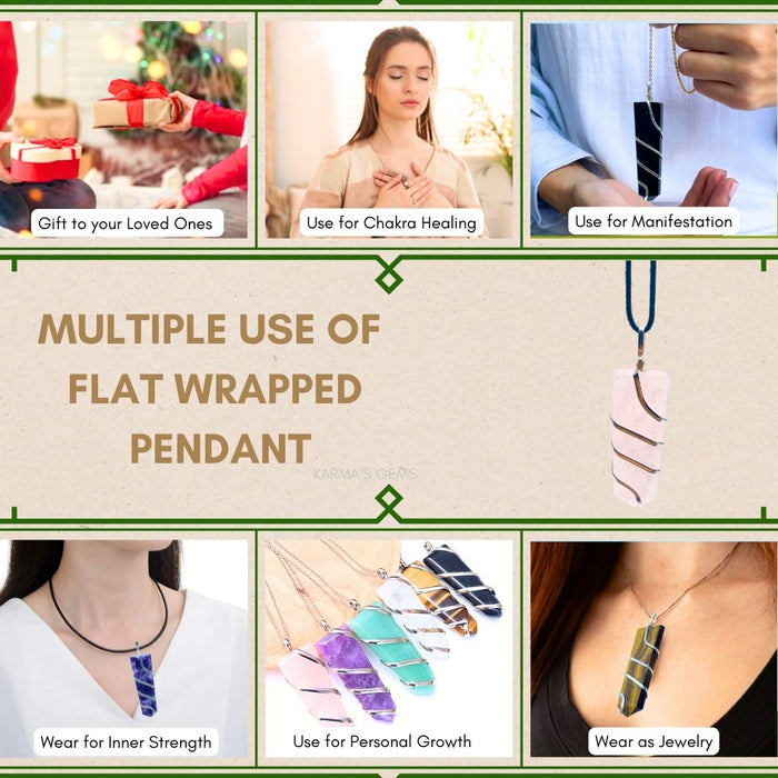 FLAT WRAPPED ROSE QUARTZ PENDANT
