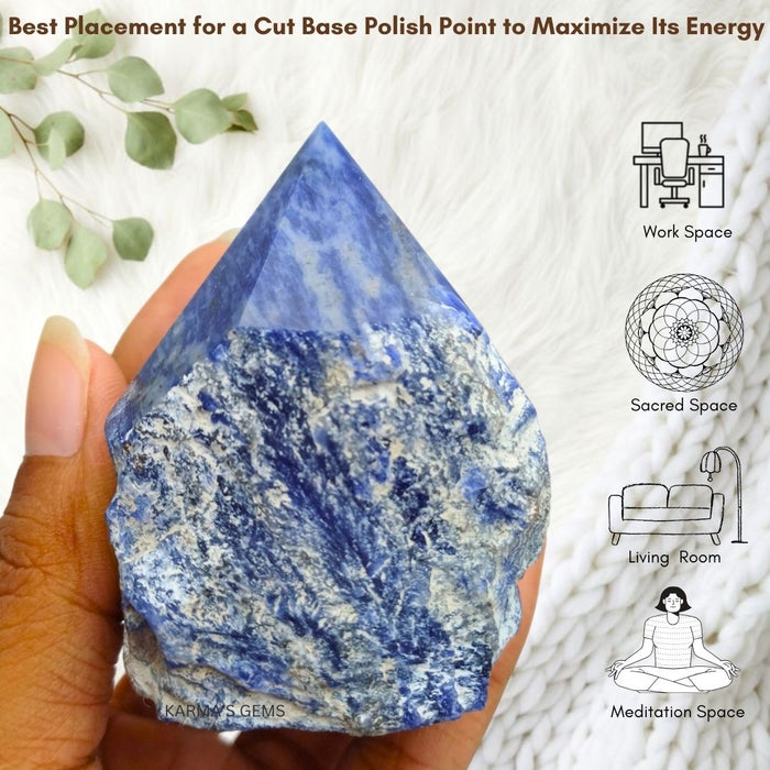 SODALITE STONE CUT BASE POLISH POINT