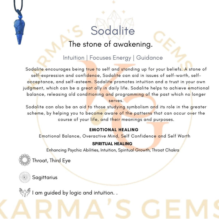 SODALITE STONE THREAD WRAPPED PENDULUM PENDANT