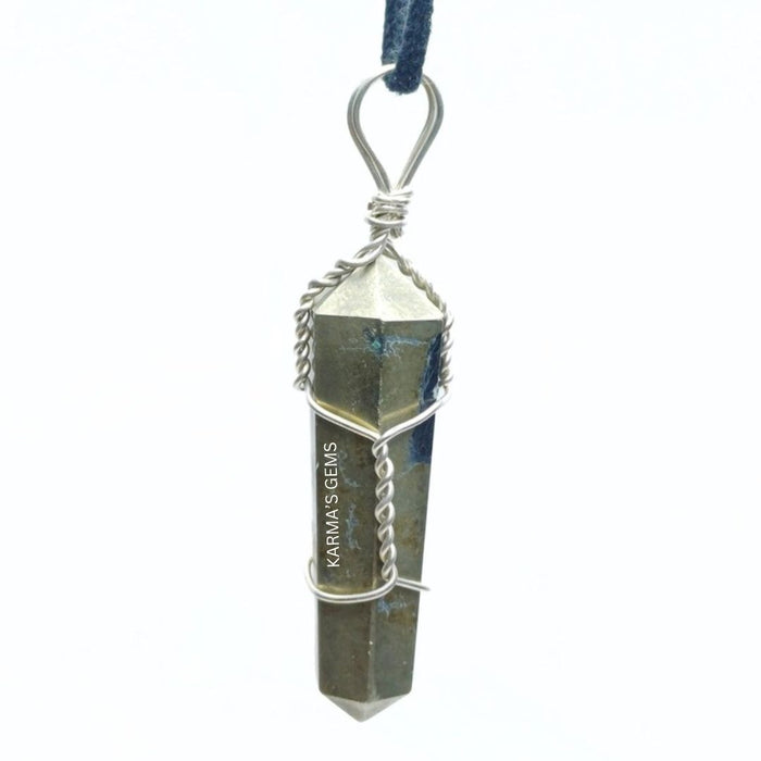 DOUBLE POINT PYRITE WRAPPED PENDANT
