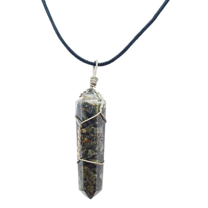 DOUBLE TERMINATED PYRITE WRAPPED PENDANT