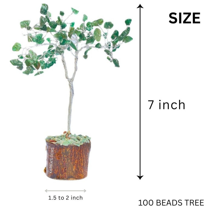 100 BEADS GREEN JADE STONE WIRE TREE