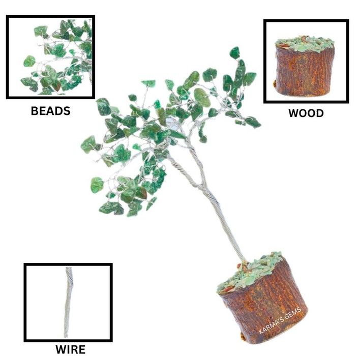 100 BEADS GREEN JADE STONE WIRE TREE