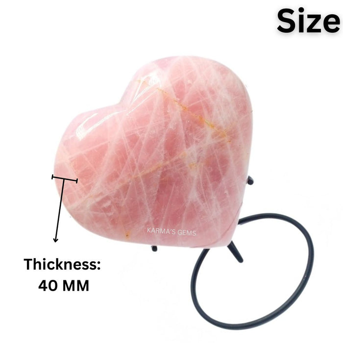 BIG ROSE QUARTZ STONE HEART WITH STAND