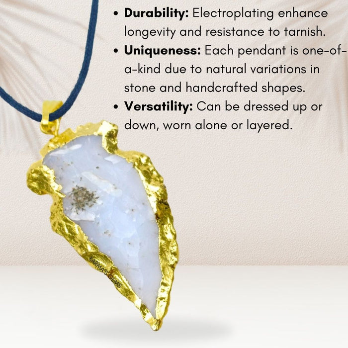 ELECTROPLATED ANGELITE STONE PENDANT