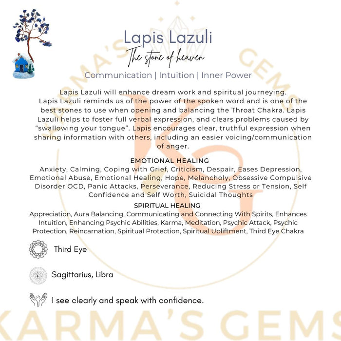 60 BEADS LAPIS LAZULI CRYSTAL HOME TREE