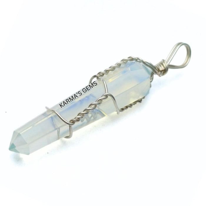 DOUBLE POINT OPALITE WRAPPED PENDANT