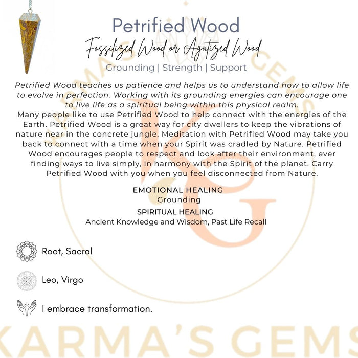 PETRIFIED WOOD STONE DOWSING PENDULUM