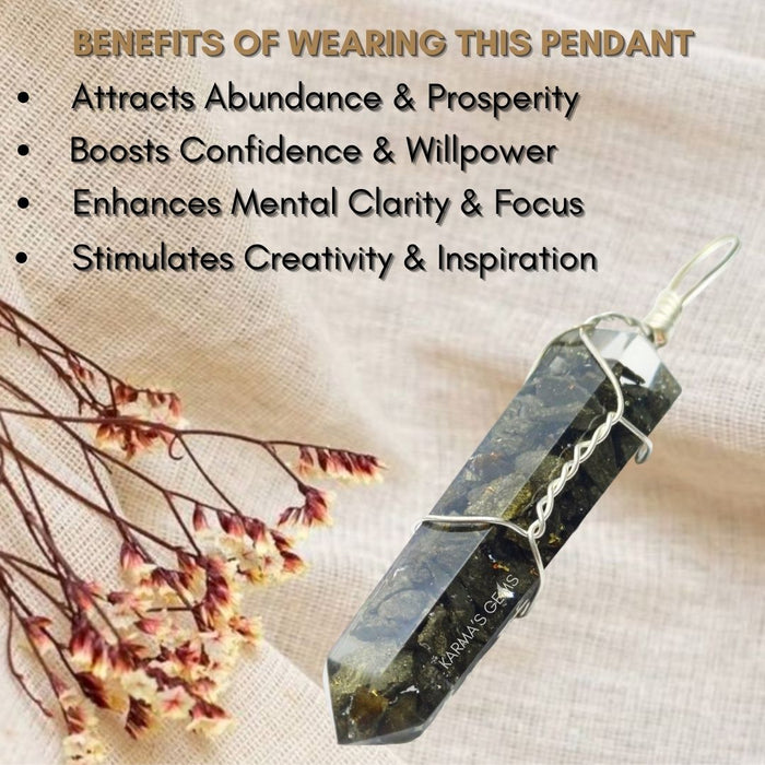 DOUBLE TERMINATED PYRITE WRAPPED PENDANT