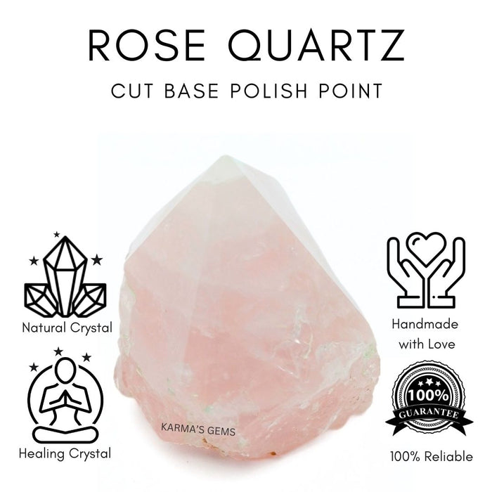 ROSE QUARTZ STONE CUT BASE POLISH POINT