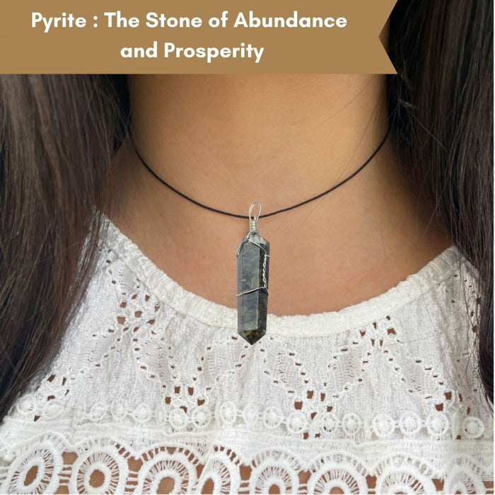 DOUBLE TERMINATED PYRITE WRAPPED PENDANT