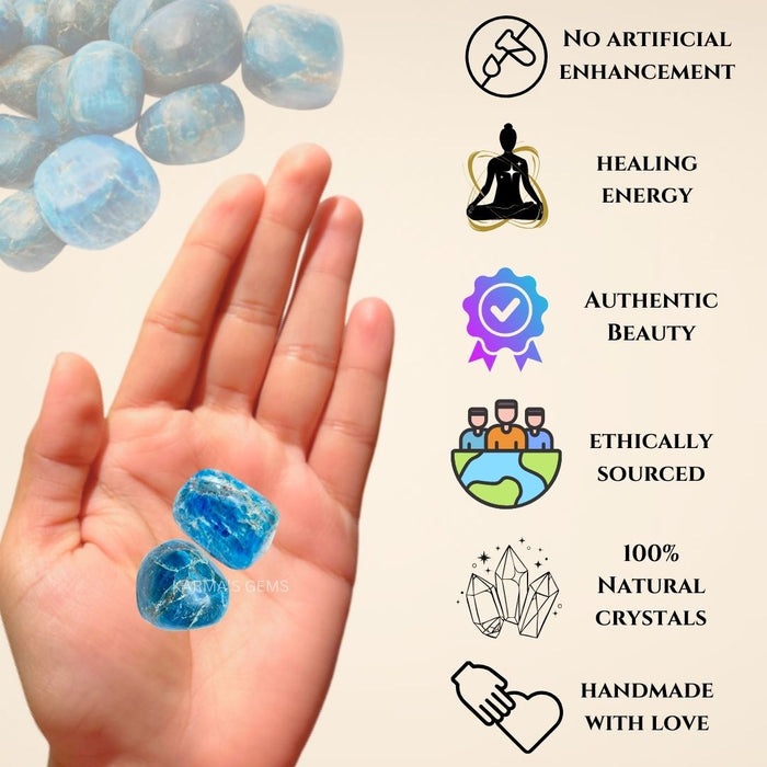 1 PIECE 15 TO 25 MM BLUE APATITE POLISH TUMBLED STONE