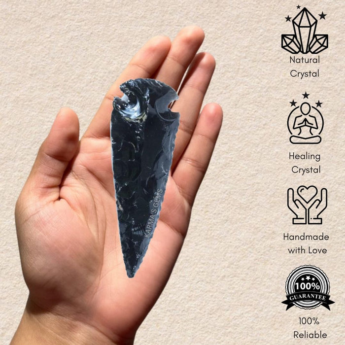 4" TO 4.5" BLACK OBSIDIAN ARROWHEAD