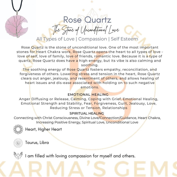 MOON SHAPE ROSE QUARTZ WRAPPED PENDANT