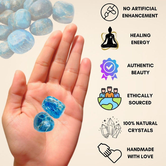 15 TO 25 MM BLUE APATITE POLISH TUMBLED STONE