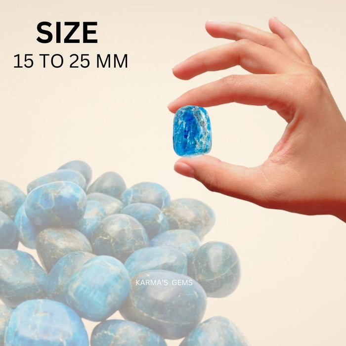 1 PIECE 15 TO 25 MM BLUE APATITE POLISH TUMBLED STONE