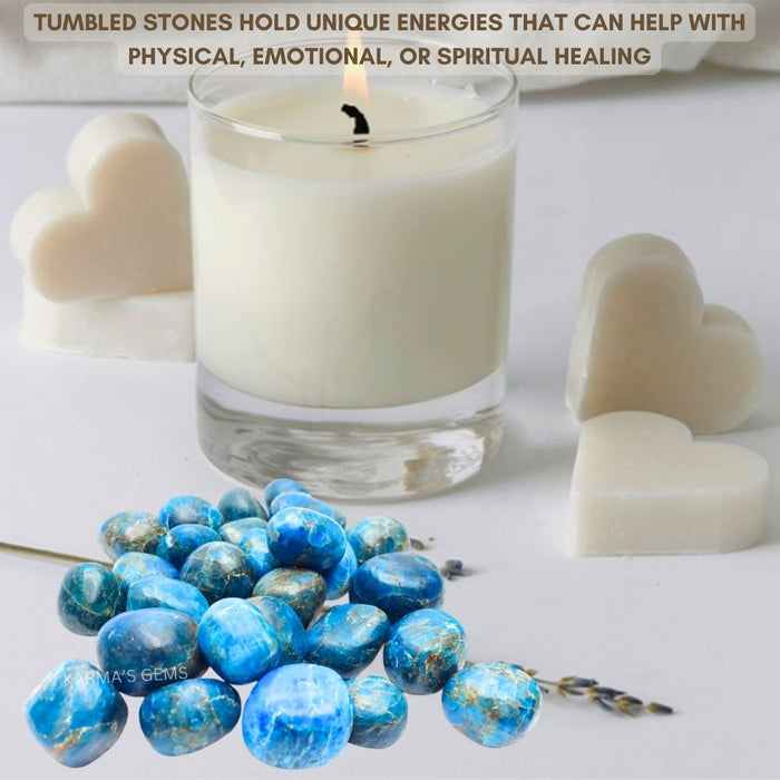 15 TO 25 MM BLUE APATITE POLISH TUMBLED STONE