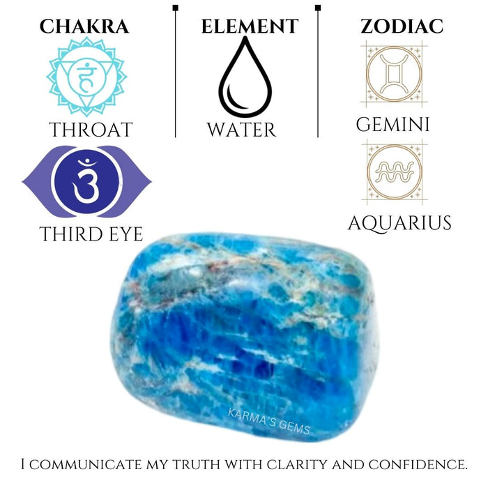 1 PIECE 15 TO 25 MM BLUE APATITE POLISH TUMBLED STONE