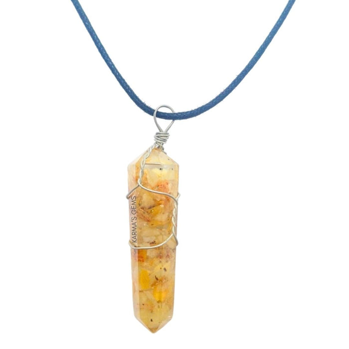 DOUBLE TERMINATED YELLOW AVENTURINE WRAPPED PENDANT