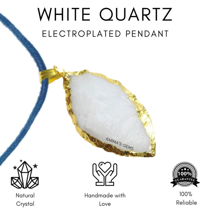 ELECTROPLATED WHITE QUARTZ STONE PENDANT