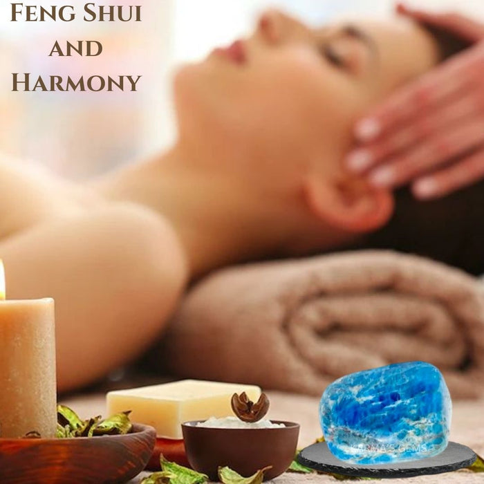 1 PIECE 15 TO 25 MM BLUE APATITE POLISH TUMBLED STONE