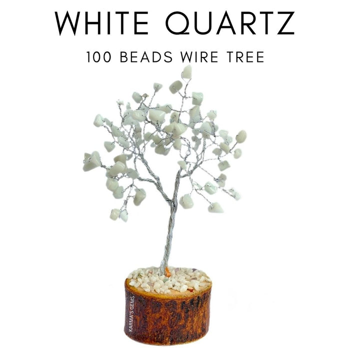 100 BEADS WHITE QUARTZ WIRE TREE