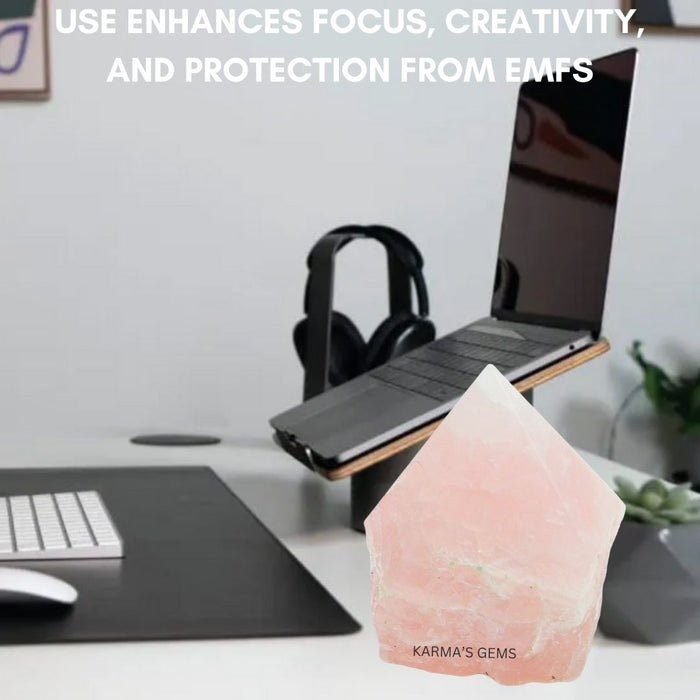 ROSE QUARTZ STONE CUT BASE POLISH POINT