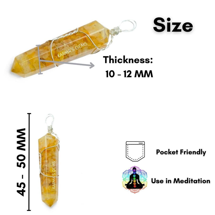 DOUBLE TERMINATED YELLOW AVENTURINE WRAPPED PENDANT