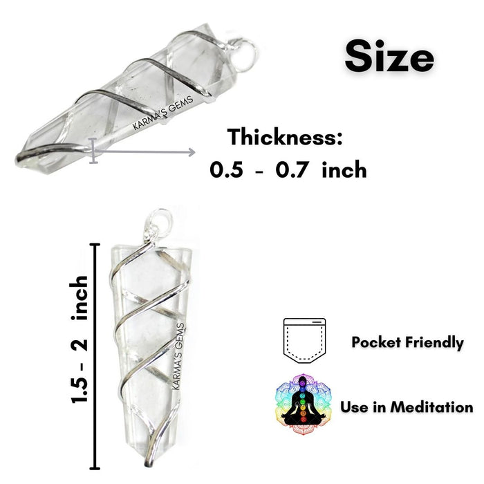 CLEAR QUARTZ FLAT WRAPPED PENDANT