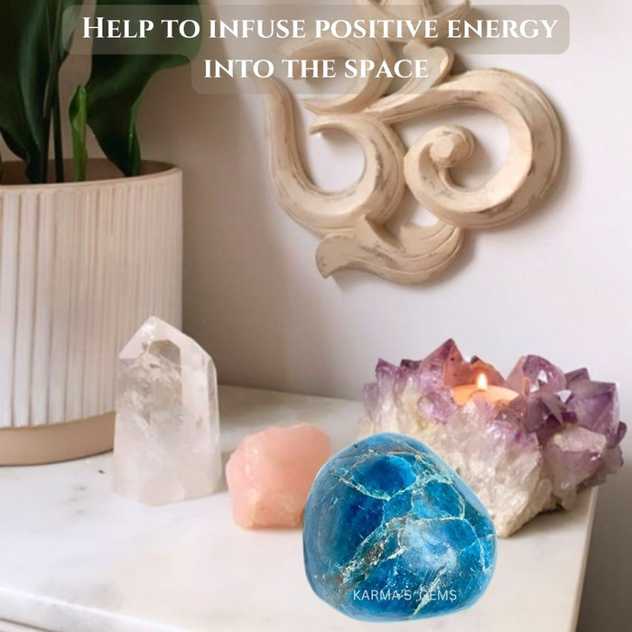 1 PIECE 15 TO 25 MM BLUE APATITE POLISH TUMBLED STONE