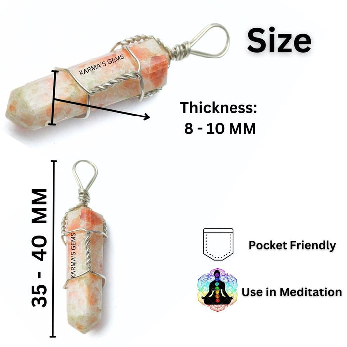 DOUBLE POINT SUNSTONE WRAPPED PENDANT