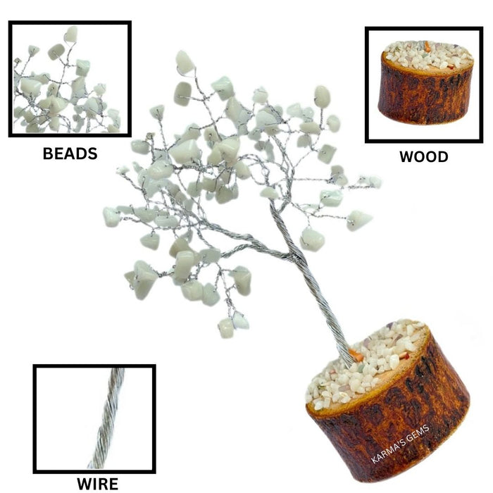 100 BEADS WHITE QUARTZ WIRE TREE